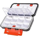 OriGlam Fishing Tackle Storage Box, Double Sided Waterproof, 16 Compartments, Fishing Lure Box Storage Containers (Black)