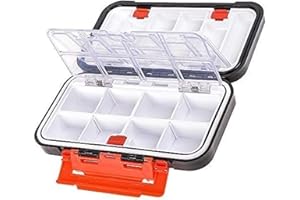 OriGlam Fishing Tackle Storage Box, Double Sided Waterproof, 16 Compartments, Fishing Lure Box Storage Containers (Black)