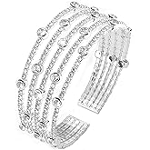 Jojomina Rhinestone Bracelet for Women Sparkling Layered Cuff Bangle Bracelets Jewelry Accessories for Wedding Prom Party