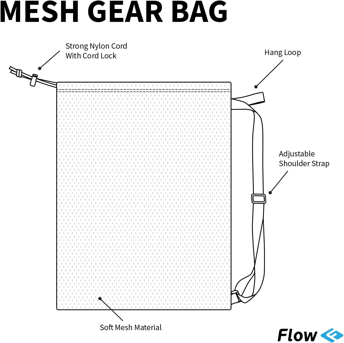 Flow Mesh Gear Bag - Drawstring Swim Bags for Swimming Equipment Available in 8 Awesome Designs (Make Waves): Sports & Outdoors