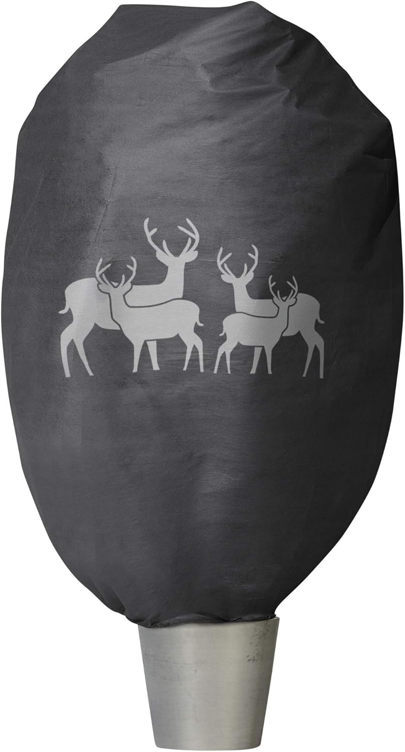 Windhager Winter-Deko-Vlieshaube Protect XXL, Kälteschutz, Frostschutz, Gartenvlies, Abdeckvlies, Hirsch-Motiv, Größe XXL, 1,4 x 2 m, anthrazit, 07397