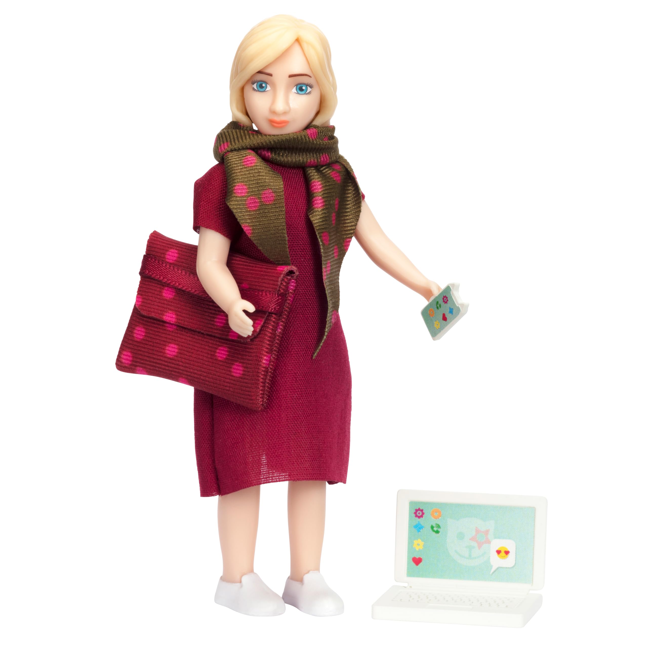 Lundby Dolls House People – Bendable Dolls for Girls, Doll House Mini Doll Set, Laptop Computer, Bag, Mobile Phone for Creative Play, Dollhouse Accessories Scale 1:18, Boys & Girls Toys Age 3 +