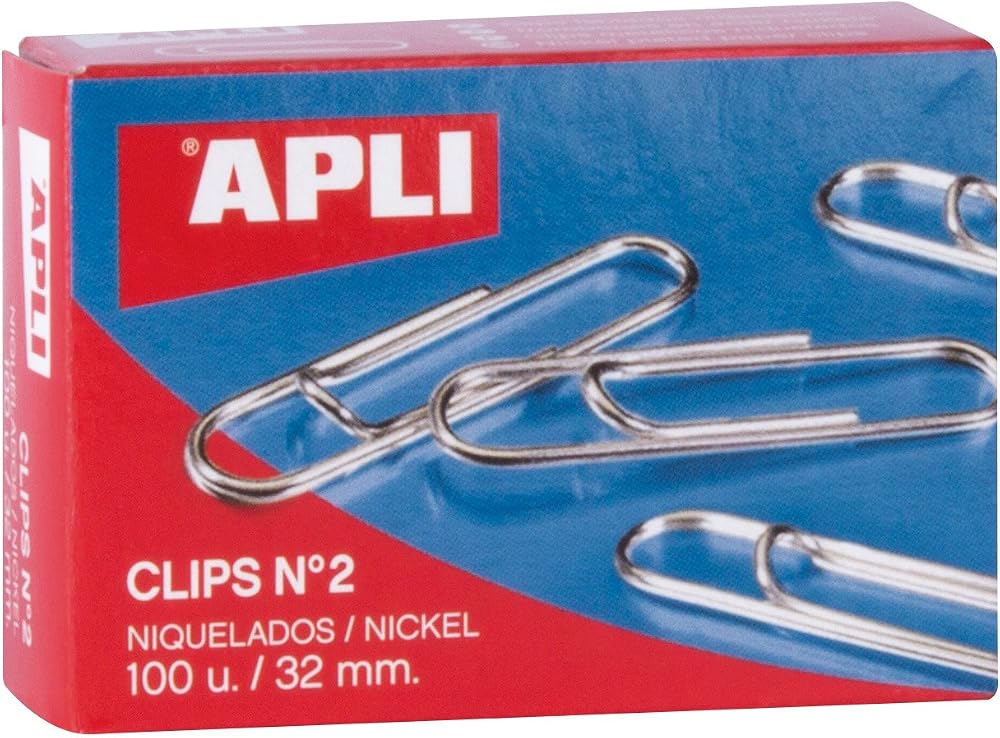 APLI Paper Box Clips Nickel-Plated 32 mm Pack of 100