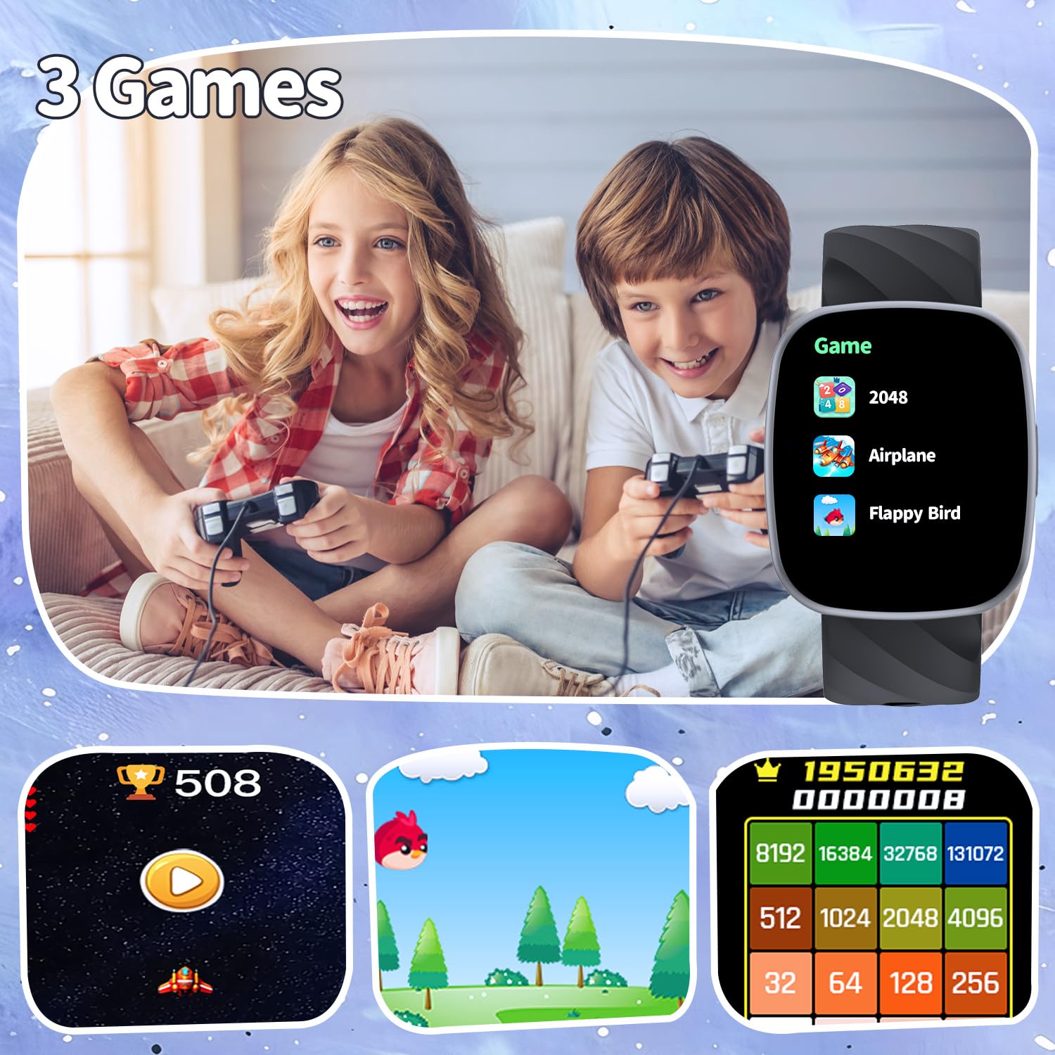 Ucani Kids Smart Watch 6-16 Years - IP68 Waterproof Fitness Tracker, 1.75