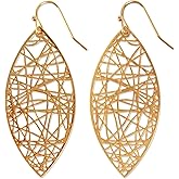 Boho Leaf Dangle Earrings for Women - Gold or Silver Tone Dangly Filigree Earrings - Lightweight Statement Earrings