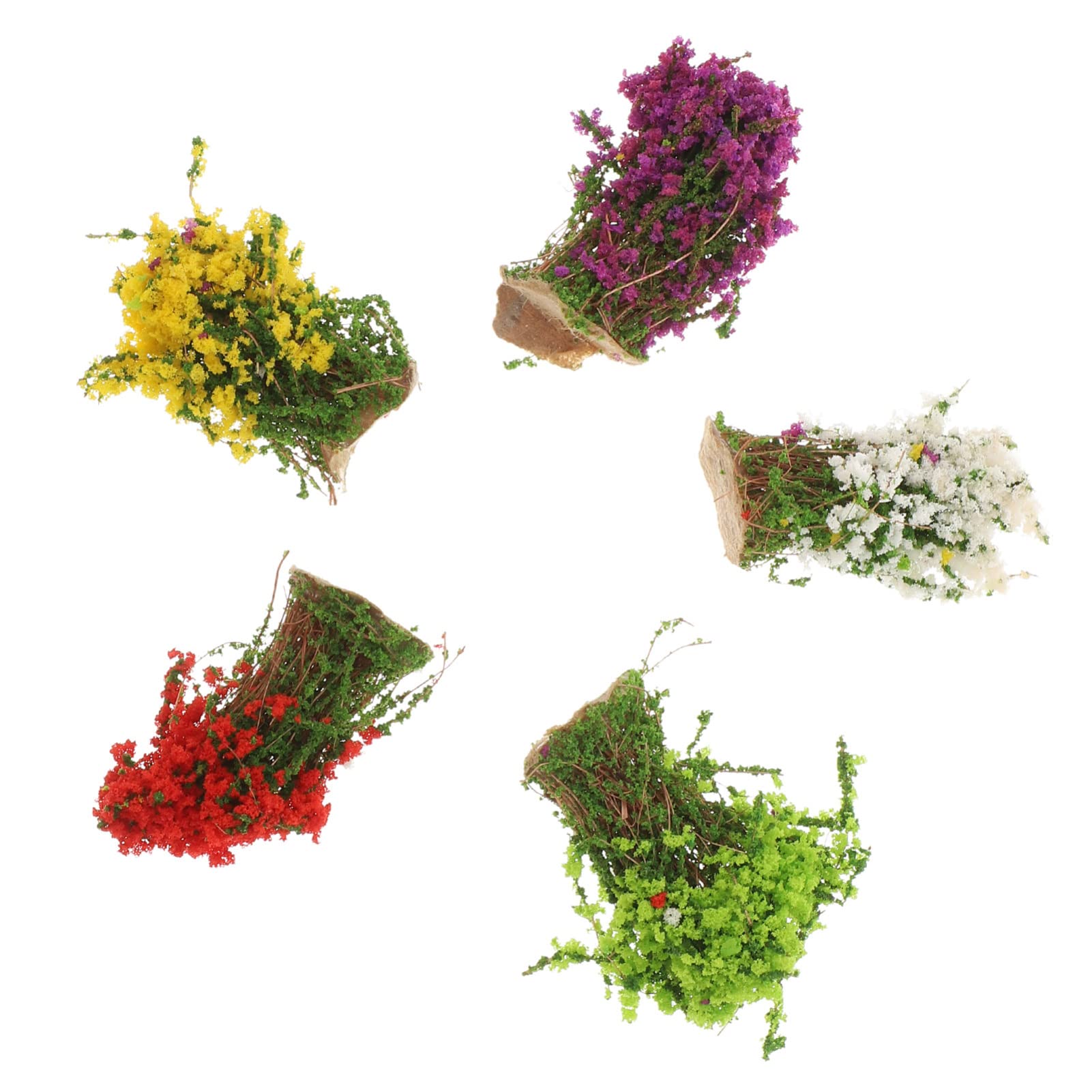 YARNOW 5Pcs Flower Shrubs Model Miniature Flower Tufts Static Grass Tufts for Train Landscape Railroad Scenery Miniature Garden Accessories