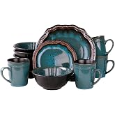 Elama&rsquo;s Mystic Waves 16 Piece Dinnerware Set