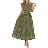MEROKEETY Women's Summer Lace Eyelet Maxi Dress 2026 Spring Casual Boho Flutter Sleeve Tiered Flowy Beach Vacation Dresses