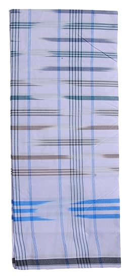 Men's Cotton Lungi (White)-Assorted Design