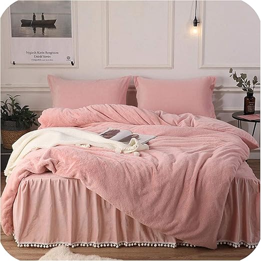 Amazon Com Baixa Pink Gray Fleece Princess Bedding Set Queen King