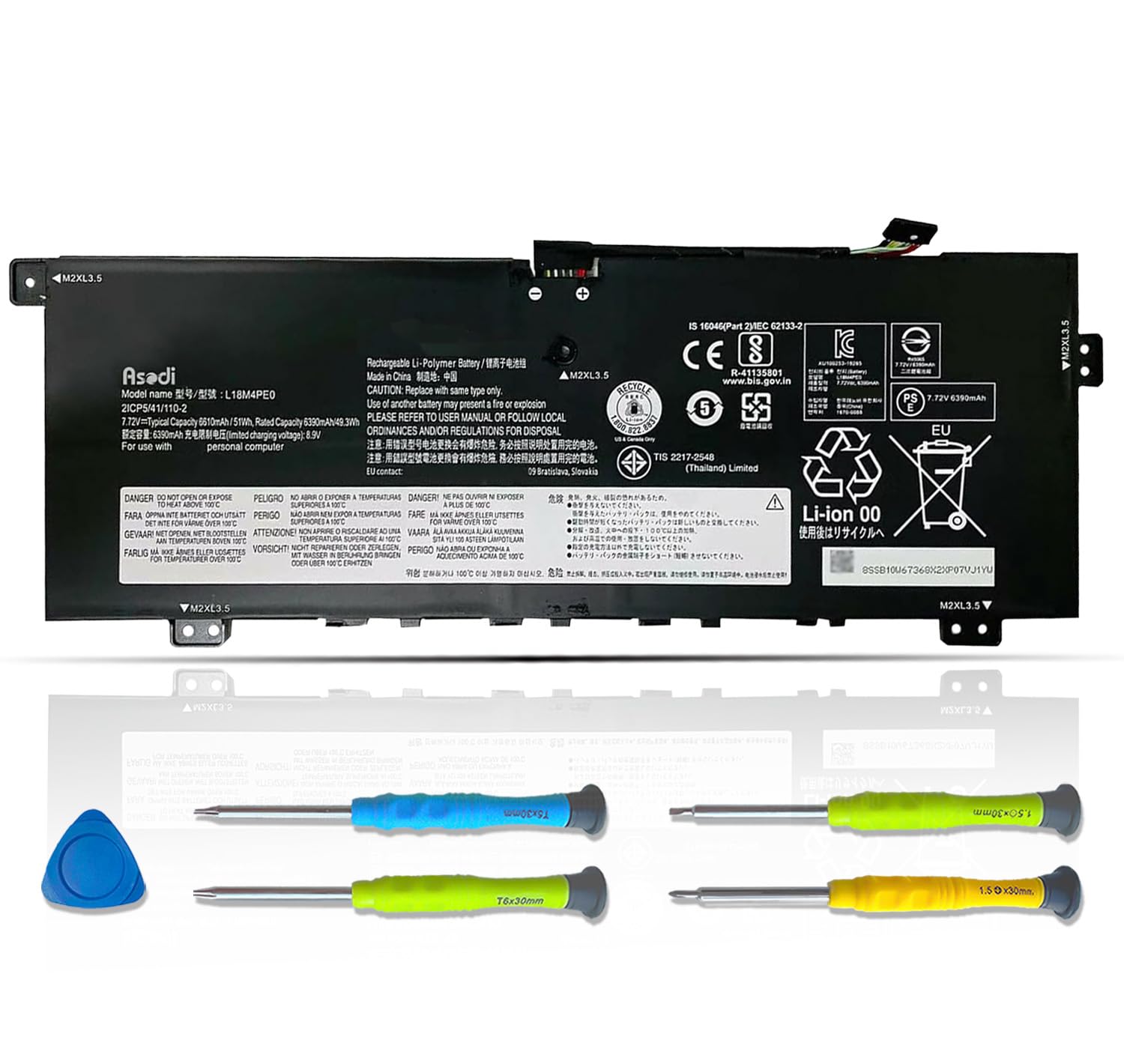 Photo 1 of ASODI L18M4PE0 L18L4PE0 Laptop Battery Compatible with Lenovo Yoga C740-14IML Series 5B10W67296 5B10U40209 5B10U40210 5B10W67185 7.72V 51Wh 6610mAh