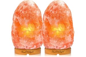 YouOKLight Himalayan Salt Lamp by (6-8 inch) Natural Salt Rock Lamp, Hand Carved, Wood Base, Brightness Dimmer, 4 Bulbs, UL-L