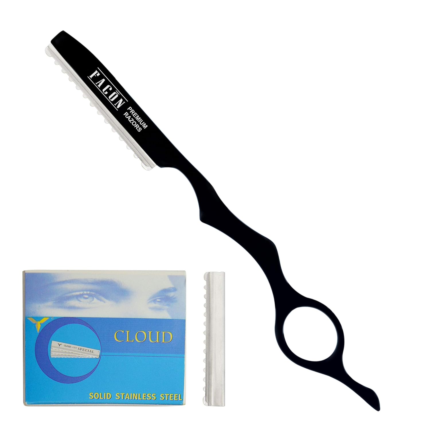 Facón Professional Hair Styling Thinning Texturizing Cutting Feather Razor + 10 Replacement Blades