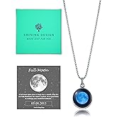 Shining Design Custom Birth Moon Phase Necklace Jewelry with Gift Box; Special Day Jewelry; Glowing Moon Phase Pendant; Personalized Gift for Birthday, Anniversary, Special Date Necklace