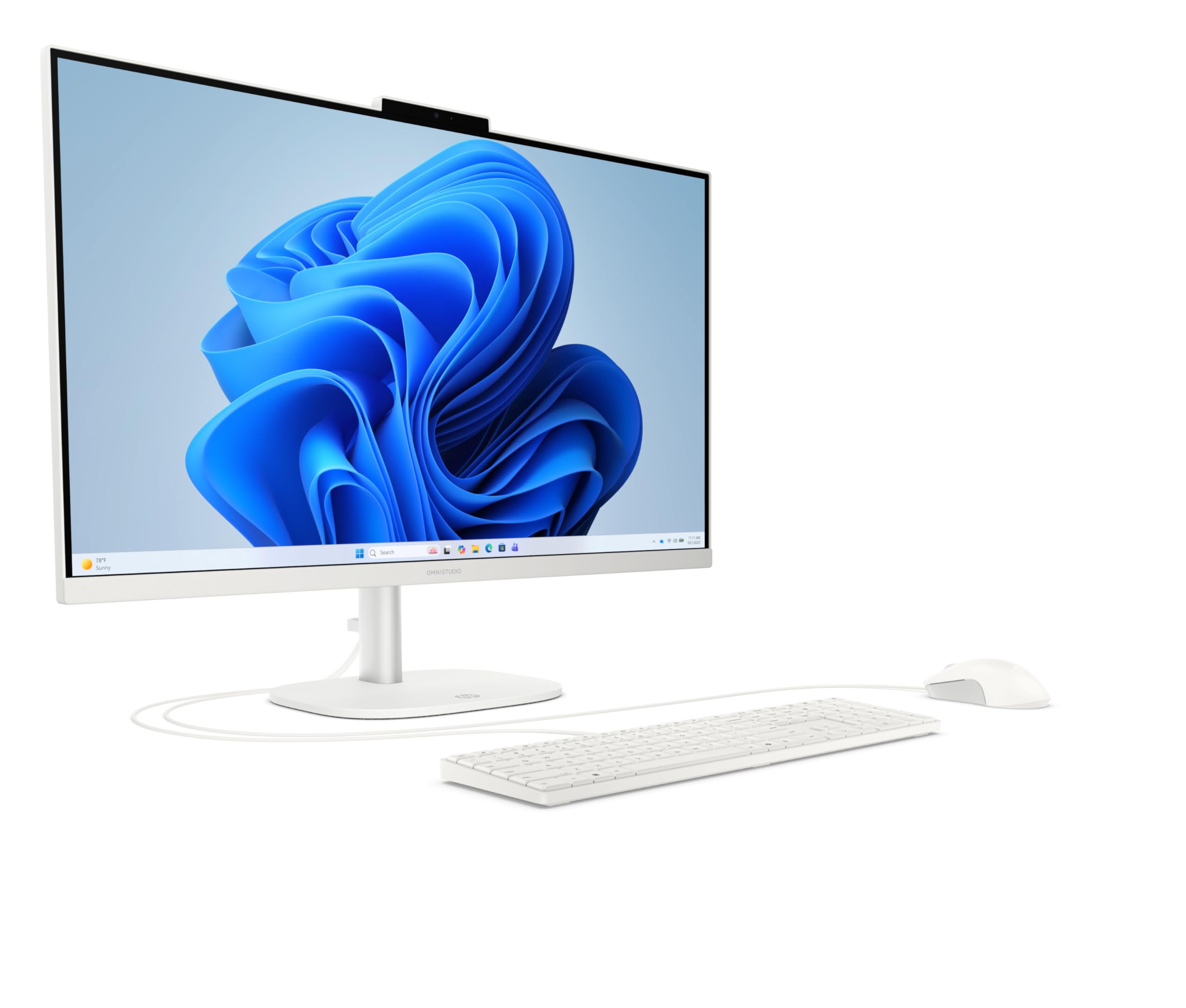 HP OmniStudio 27-cv0205ng All-in-One KI PC, 27 Zoll Entspiegeltes IPS Display, AMD Ryzen 5, 16 GB LPDDR5, 1 TB SSD, AMD Radeon Grafik, Windows 11 Home, QWERTZ Tastatur, Cotton White 3