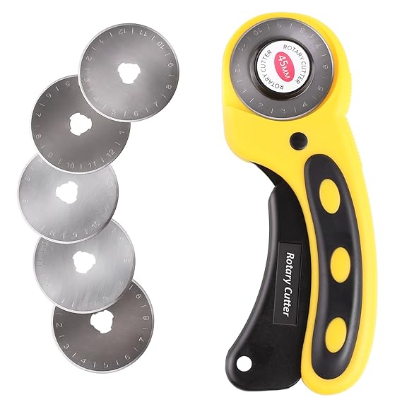 MVPOWER Rollschneider, Stoffschneider mit Schutzmechanismus und 5 Ersatzklingen