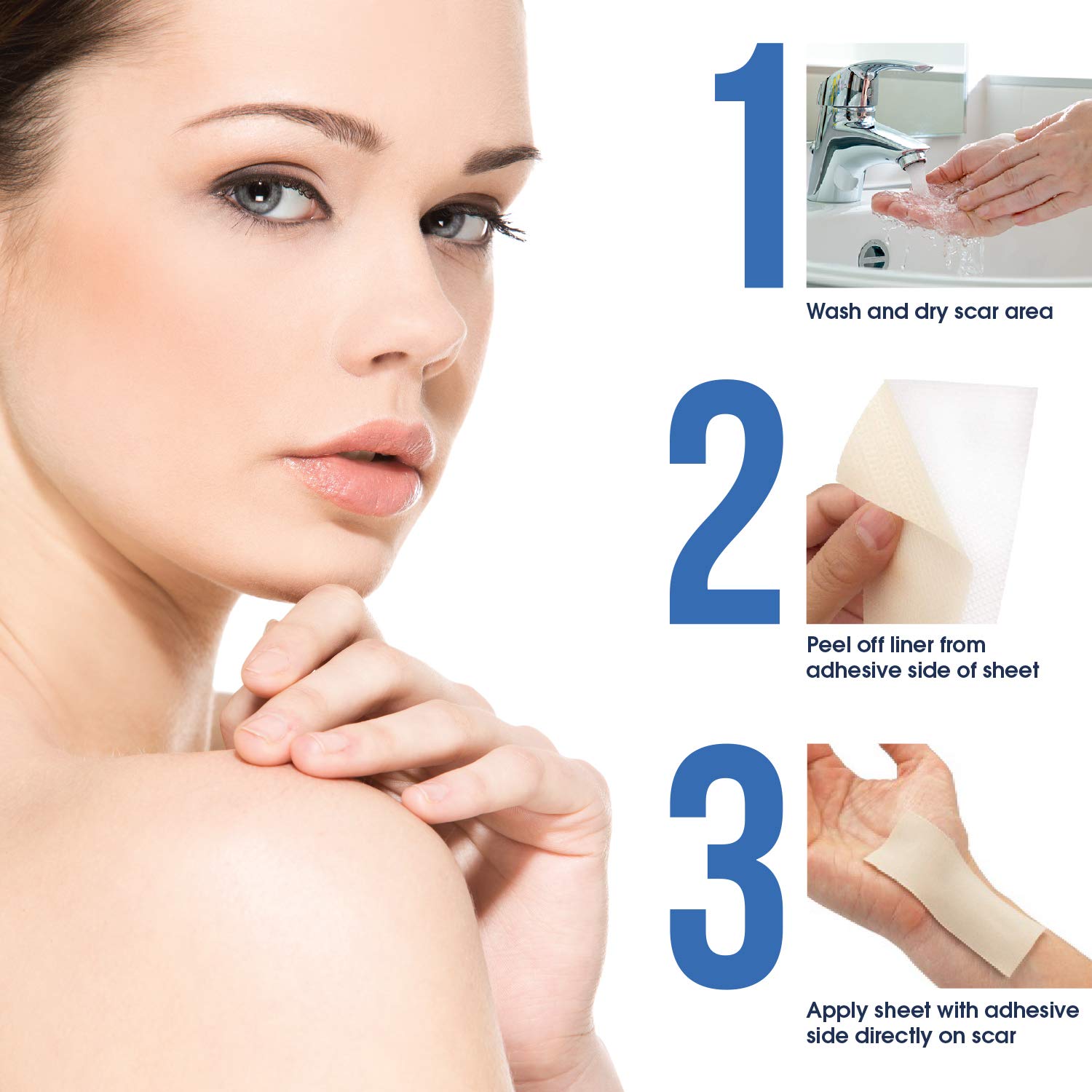 HENITAR Medical Silicone Scar Sheets, Soften and Flattens Scars, Ideal for Stretch Marks, Works on Old & New Scars, C-Section, Surgery, Burn, Injuries, Acne, and more scars, 5.7"×1.57” : Beauty