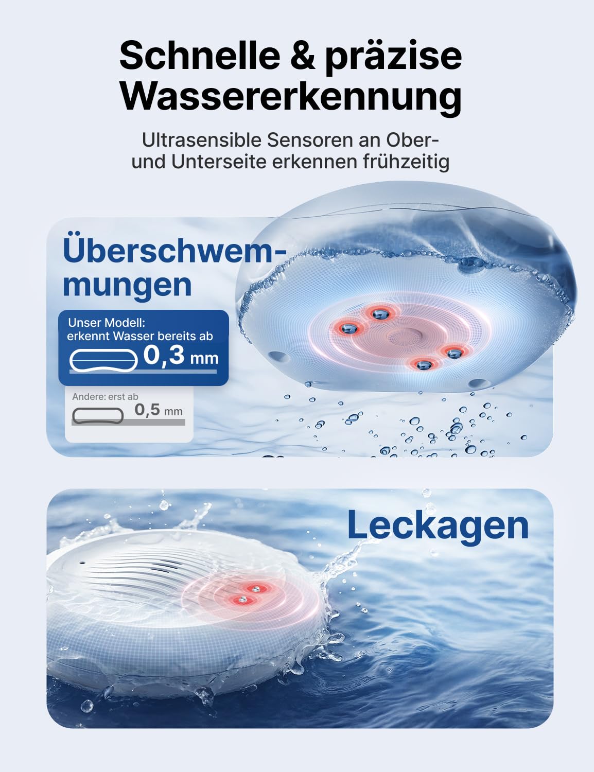 X-Sense 2-in-1 WLAN-Wassermelder mit Frostwarnung, Tieftemperatur-Melder, Smarter Sensor mit App-Benachrichtigungen, für Küche, Bad und Keller, kompatibel mit der X-SENSE Home Security App, SWS0B 2