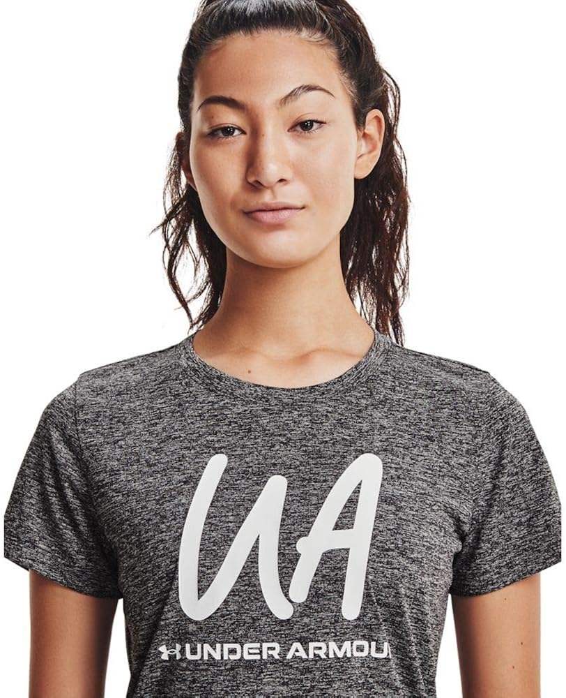 Under Armour Women's Tech Twist Script Short-Sleeve Crew Neck T-Shirt: Clothing
