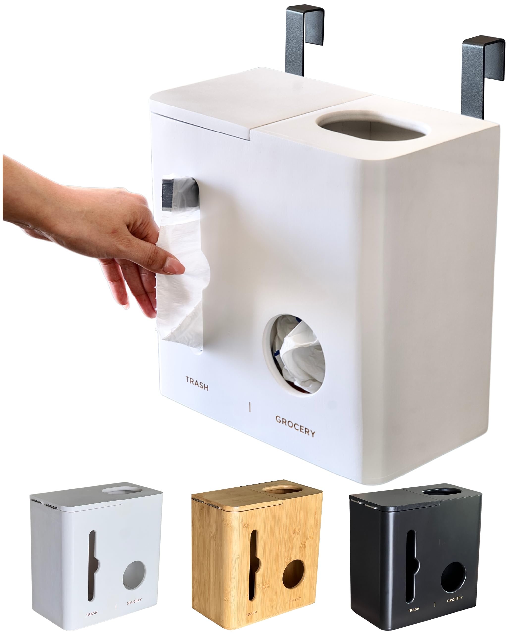 Photo 1 of Ayos Trash Bag Dispenser & Grocery Bag Holder - The Original 2 in 1 Plastic Bag Organizer (White)