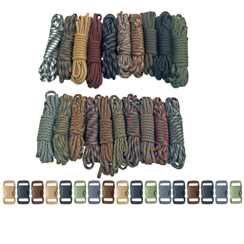 PARACORD PLANET 550lb Type III Paracord Combo Crafting Kits with Buckles Scouting