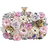 Evening Bag Beaded Clutch Purses for Women Flower Clutch Floral Purse Handbag Wedding Guest Dress Party Clutches Fancy