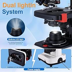 OOZSTAR 40X-2500X Binocular Microscope, WF10x and