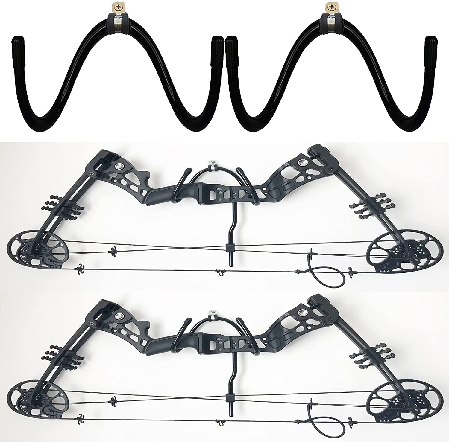 AUXPhome 2 Pack Bow Wall Storage Display Rack - Hanger Hooks Wall Holder - Mount Storage and Display Up to 2 Bows, No Scratches - Holds 20 Lbs