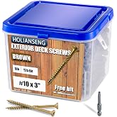 Deck Screws 3 Inch, #10 x 3'', Rust Resistant, Brown Epoxy Coated, Outdoor Screws, Torx/Star Drive, T25 Bit,5lb
