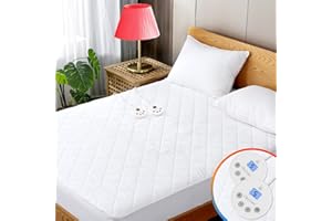 VALUXE Heated Mattress Pad California King Quilted Zone Heating Electric Bed Warmer Comfort Heat Mattress Pad Cover Dual Controller（10 Heat Setting | 1-12 Hours Auto Shut Off | with 8-21 Inch Deep Pocket）