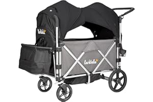 Larktale Caravan with Canopies - Double Seater Collapsible Wagon, All-Terrain Stroller Wagon for Kids, Baby, Toddler - Caravan/Canopies Bundle