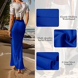 Outoshe Women's Satin High Waisted Maxi Skirts