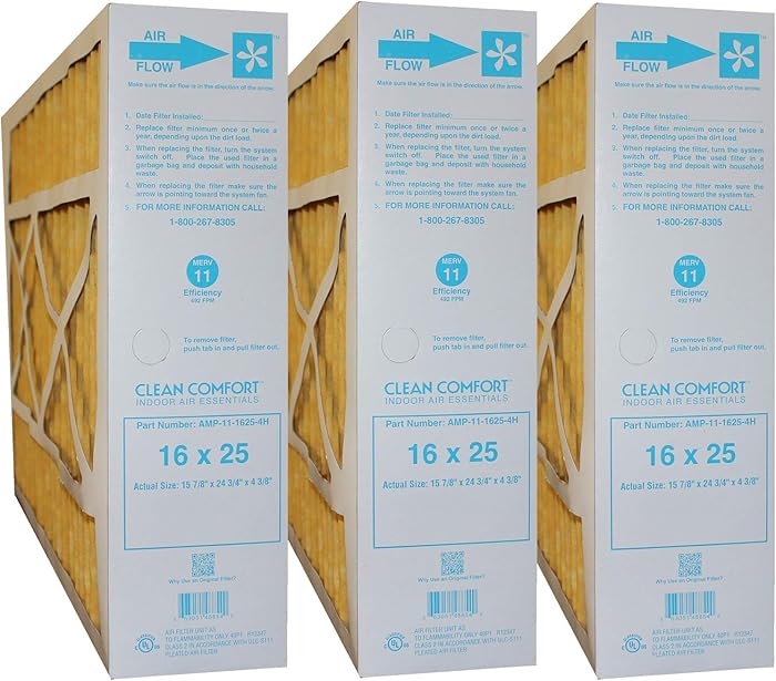 16x25x4 Replacement AC Furnace Air Filters MERV 11 Compatible With Honeywell (Box of 3)