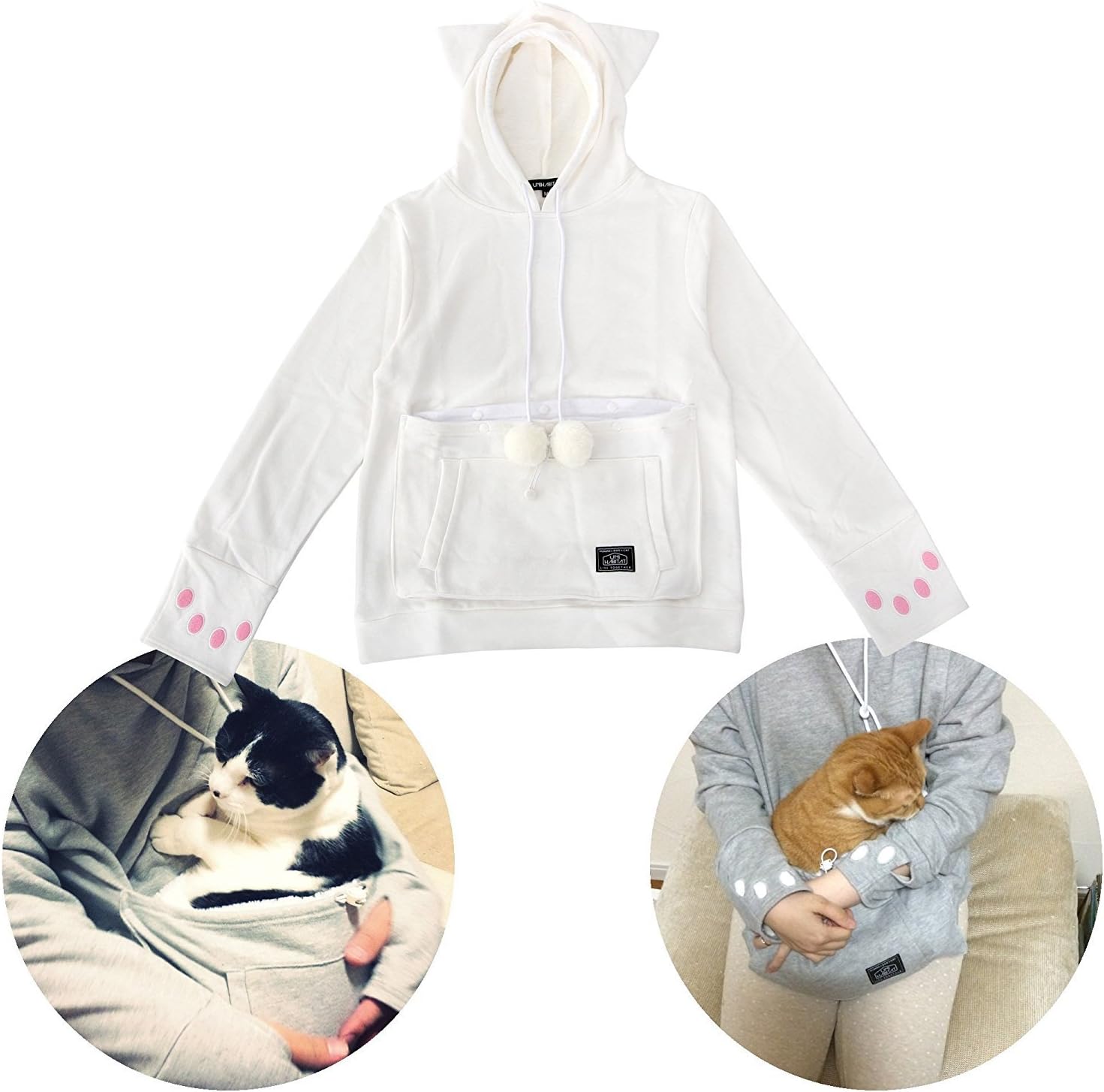 Mewgaroo Hoodie Upa-32m-wh White Cat Shaped Sweat with Ears Msize ［Japan Import］