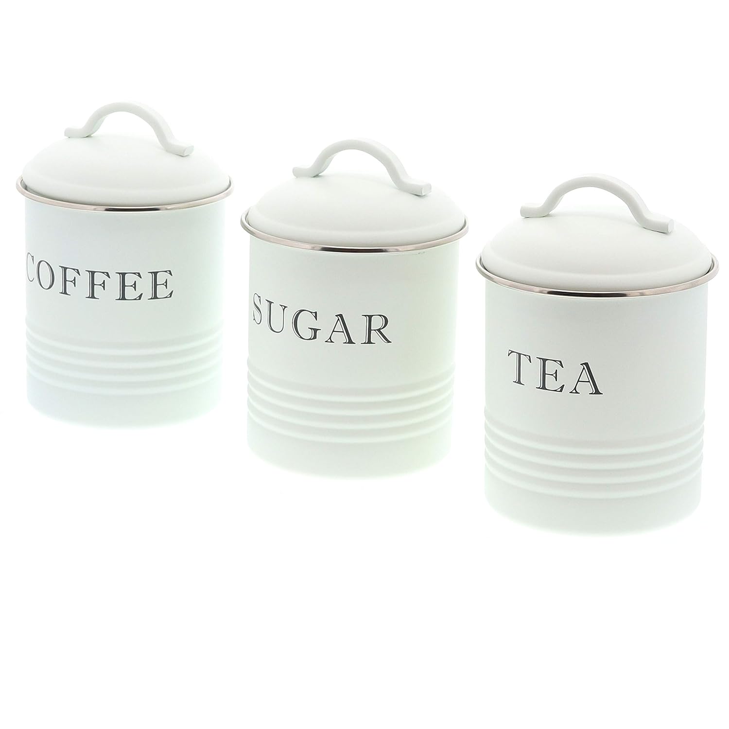 Barnyard Designs Decorative Kitchen Canisters with Lids White Metal
