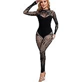 k.SELLOUT Women Fishnet Bodysuit Mesh Badydoll Soft Nightwear Lingerie One Piece Outfit
