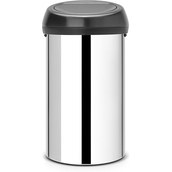 Brabantia 60 Litre Touch Bin Brilliant Steel with Matt Black Lid My