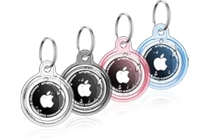 MOZOTER 4 Pack Airtag Holder,Air Tag Case with Keychain,Lightweight Anti-Scratch, Easy Installation,Shockproof & Dustproof for GPS Receiver Antenna,Luggage,Keys,Kids,Pet Collar (Green+Purple+Blue+Pink)