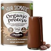 Four Sigmatic Organic Plant-Based Protein Powder | Clean Vegan Protein Elevated with Lion’s Mane, Chaga, Cordyceps and More for Brain Function and Immune Support | Creamy Cacao, 21.16 oz
