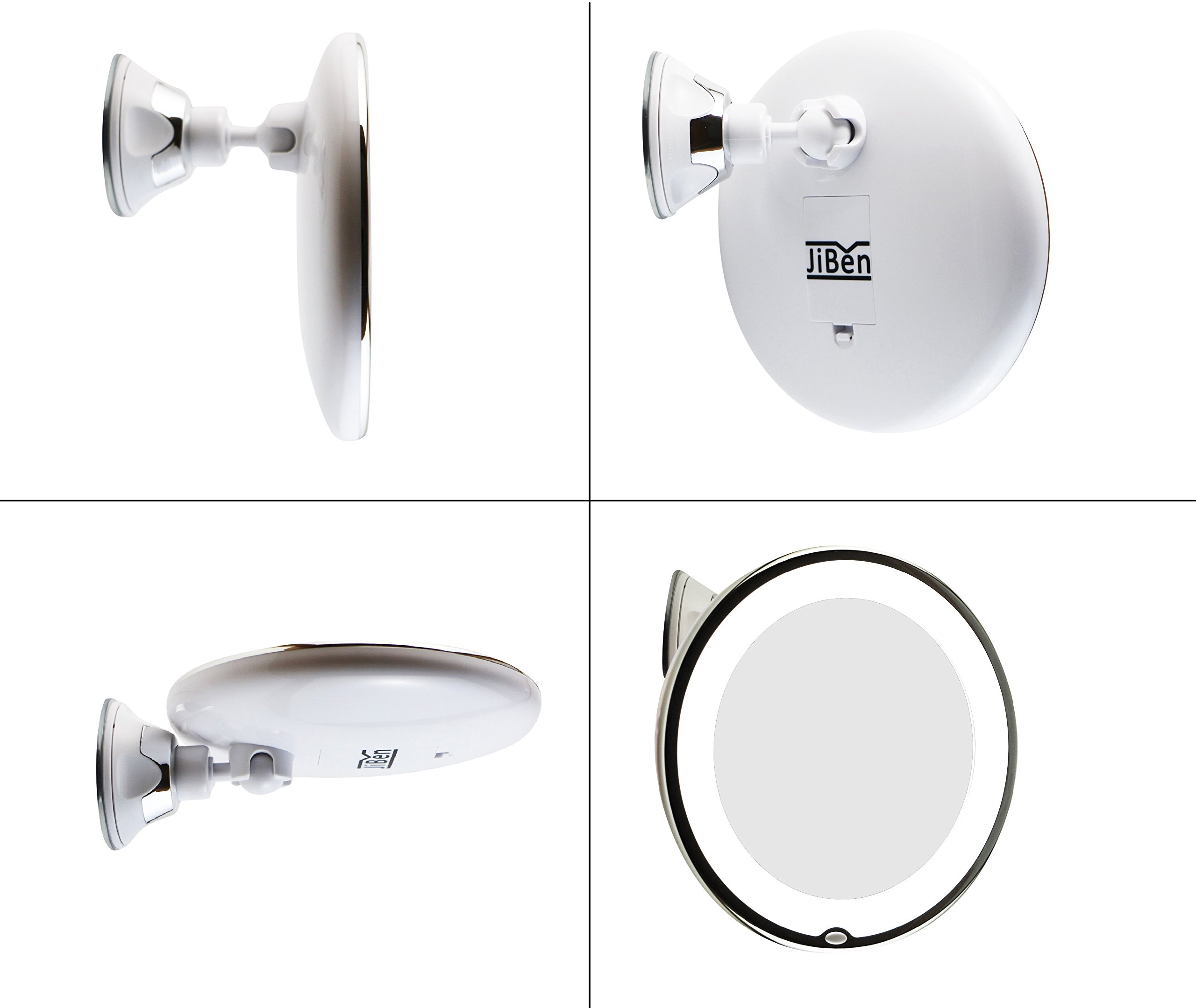 JiBen LED Lighted 10X Magnifying Makeup Mirror with Power Locking