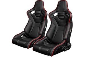 BRAUM RACING BRAUM - Pair of Black Leatherette ELITE-R Series Racing Seats with Red Stitches And Piping (BRR1R-BKRP)