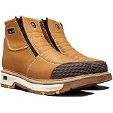 King Welt 332 Men's 6" Leather Work Boots &ndash; Double Zipper Slip-On Safety Work Boots with Slip-Resistant Sole, ArmorGuard Toe Protection &amp; Cushioned Comfort, Ranching,Farming All Day Use