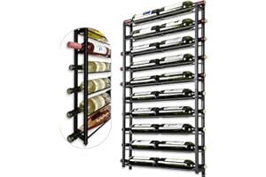 AQAREA Wine Rack Wall Mounted: 20 Bottles Hanging Wine Rack Wall Mount - Black Wall Wine Storage Holder