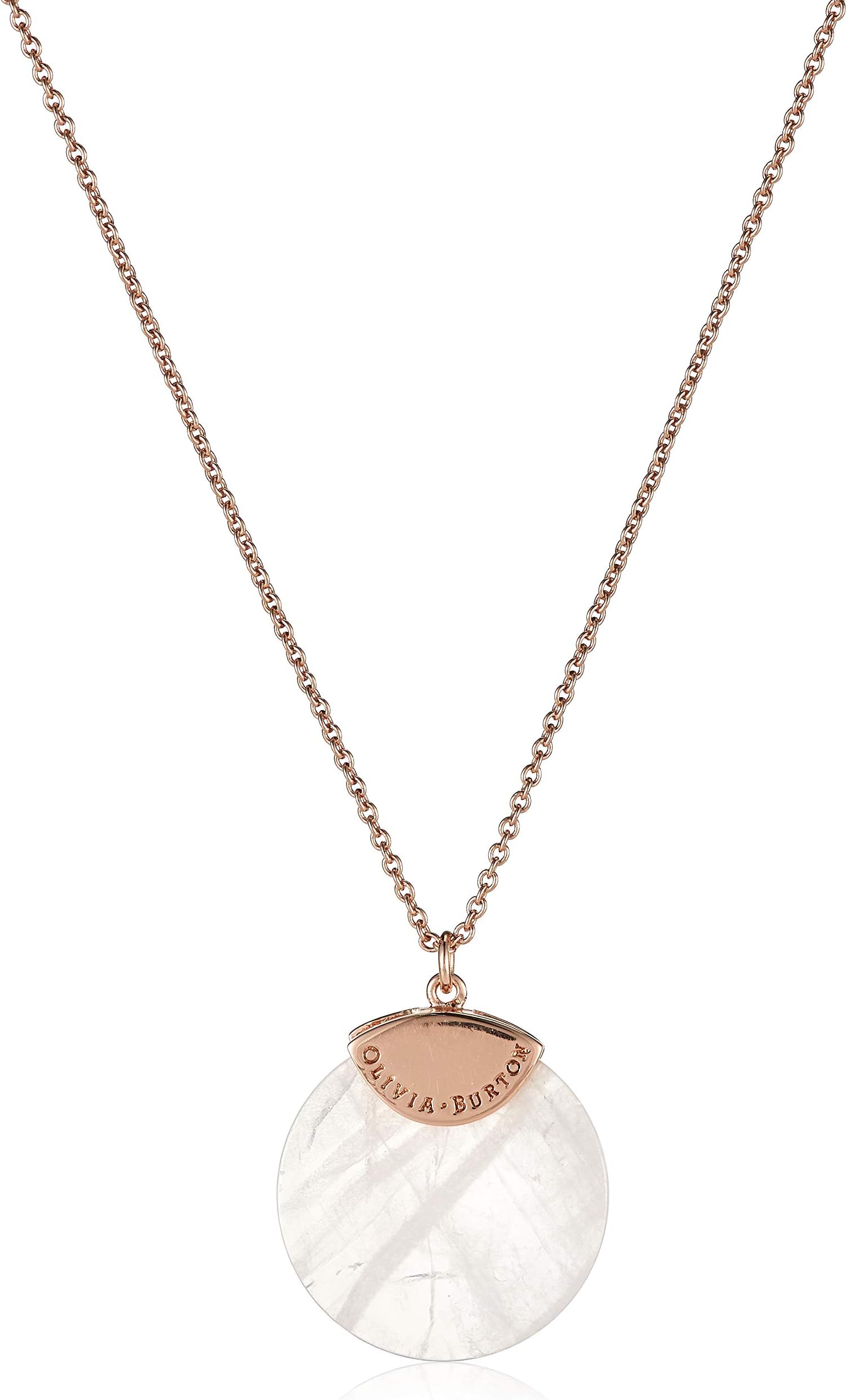 Olivia BurtonWomen Quartz Semi Precious Necklace - Rose Gold/Rose Quartz, OBJ16AMN23 Bejewelled, One size