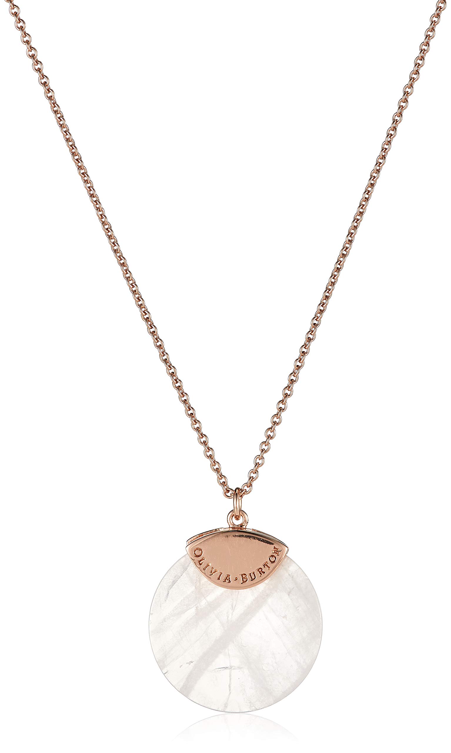 Olivia BurtonWomen Quartz Semi Precious Necklace - Rose Gold/Rose Quartz, OBJ16AMN23 Bejewelled, One size
