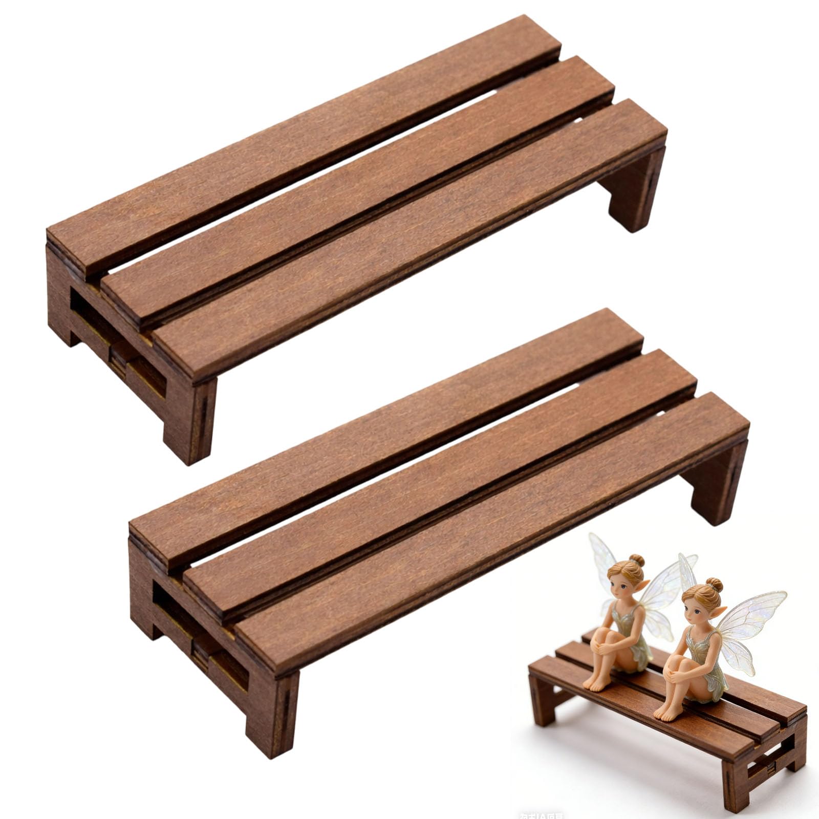 ZKFSIE Mini Bench, Fairy Garden Accessories with Mini People Figures, Decorative Bench for Miniature Displays.