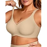 OEAK Womens Wireless Bras V Mesh Comfortable Bralette Supportive Tshirt Bra No Underwire Seamless Push Up Everyday Bras L Semolina