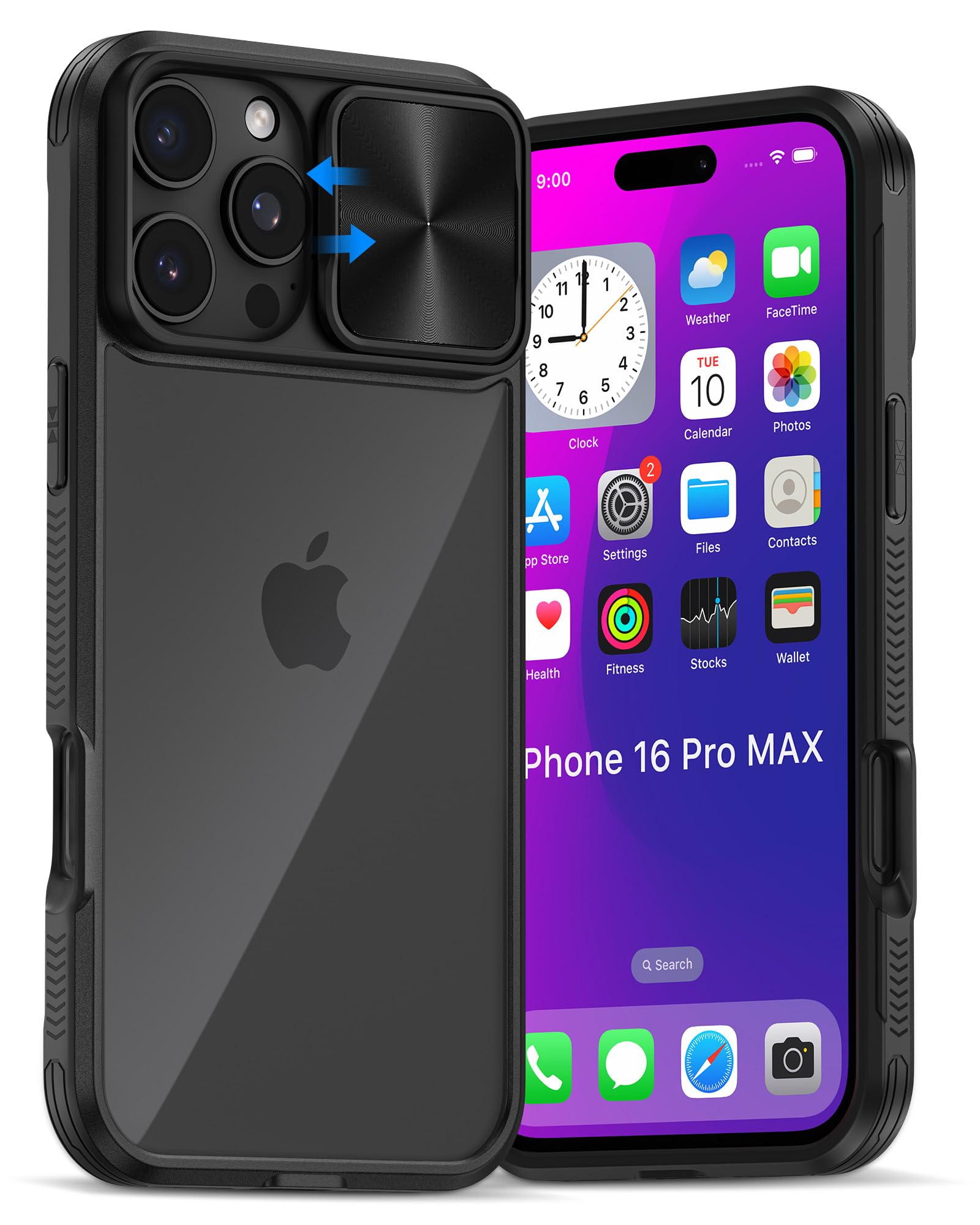 Photo 1 of Bordsek for iPhone 16 Pro Max Case with Camera Cover, 16 Pro Max Rugged CASE Camera Cover Slide, Portable & Heavy Duty & Shockproof Phone Protection for iPhone 16 PRO MAX Military Grade Case-6.9inch