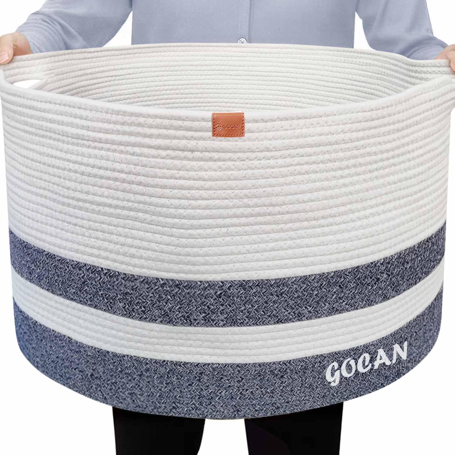 GOCAN XXXL Large rope laundry basket gift baskets empty D55XH35cm storage basket hamper baskets with Handles For towel storage wash basket collapsible laundry baskets
