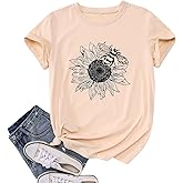 GLIGLITTR Women's Summer Sunflower T Shirt Cute Flower Graphic Loose Tees Crew Neck Short Sleeve Casual Tops